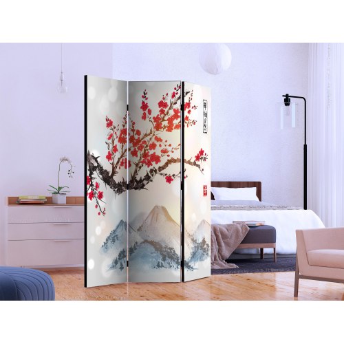 Skærmvæg Mount Fuji - orientalsk 3-panels rumdeler