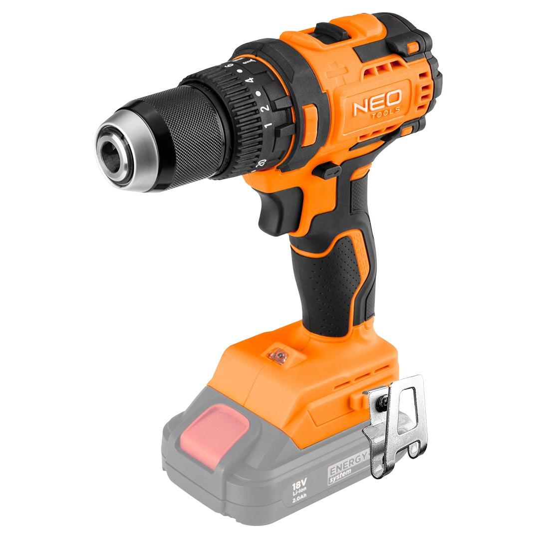 NEO TOOLS Energy+ 18 V børsteløs slagboremaskine med 13 mm borepatron uden batteri
