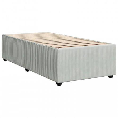 Boxmadras seng med topmadras 90 x 200 cm i lysegrå fløjl