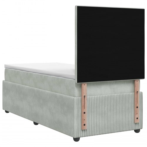 Boxmadras seng med topmadras 90 x 200 cm i lysegrå fløjl