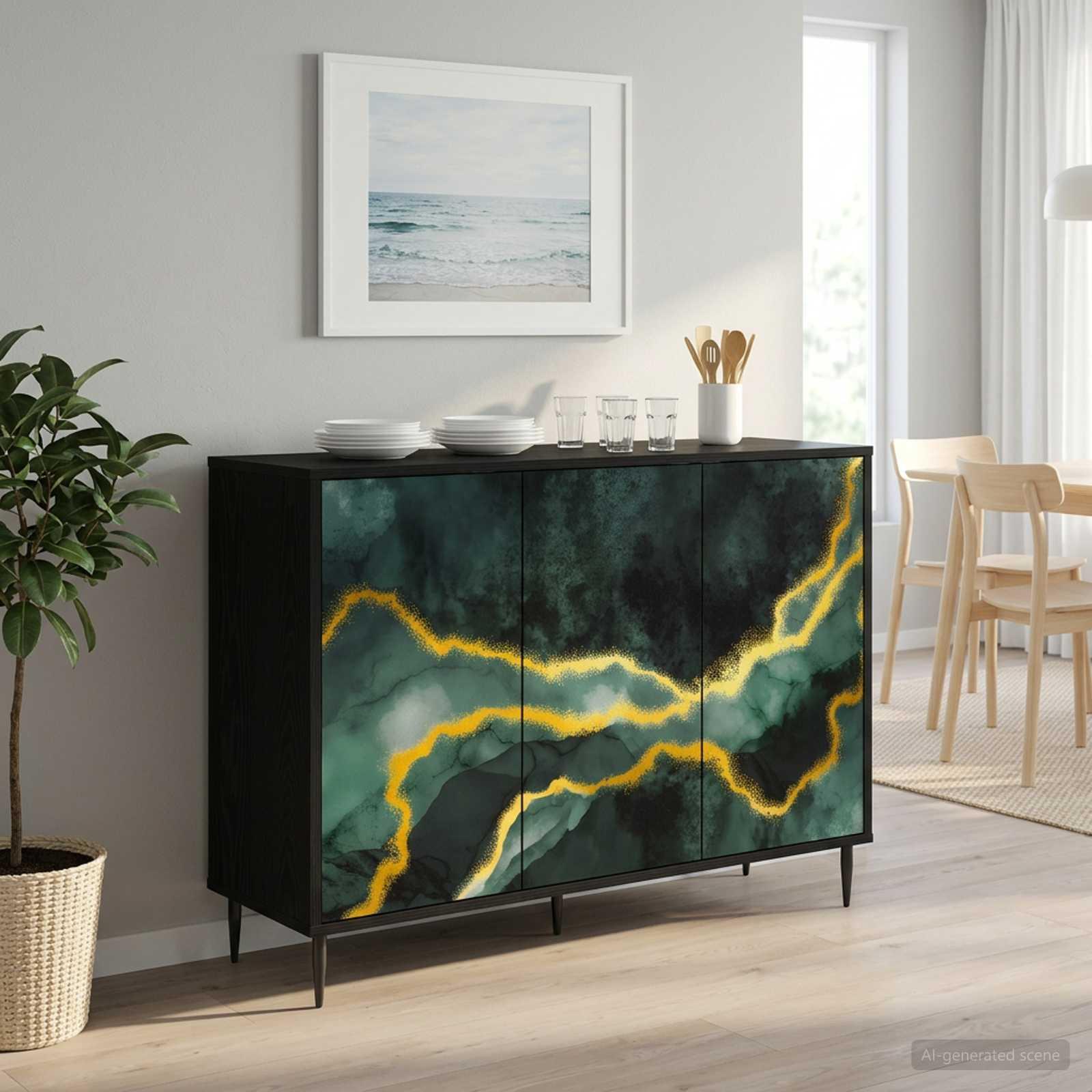 Skænk WIJHE sort eg 102 x 33 x 76 cm i konstrueret træ