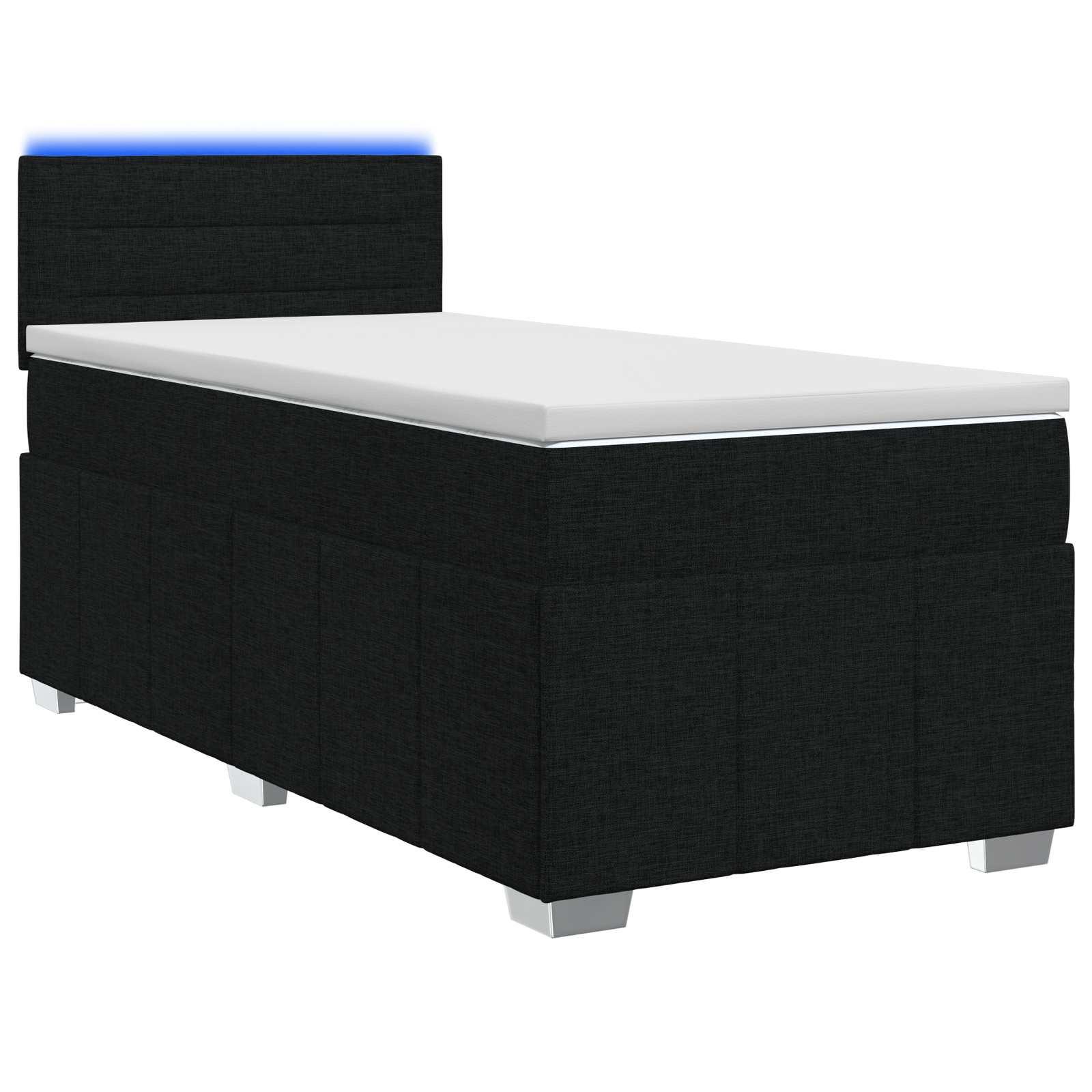 Boxmadras seng med topmadras og justerbar hovedgavl 100 x 200 cm sort