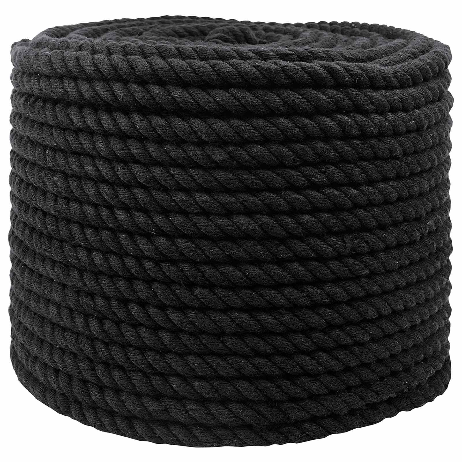 Bomulds snor 14 mm 50 m sort - 100% bomuld