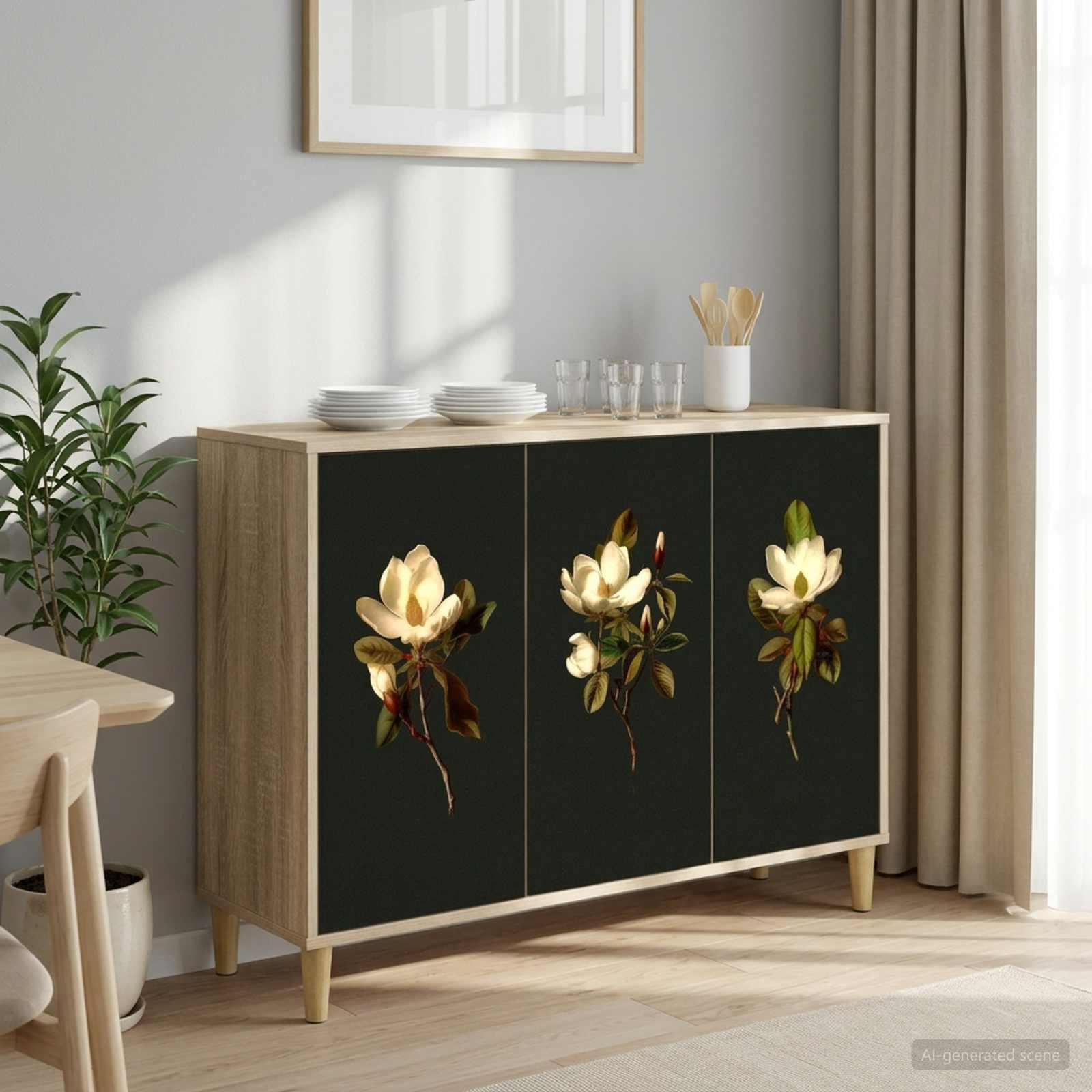 Sideboard BREMEN Sonoma-eg 102 x 33 x 75 cm i konstrueret træ