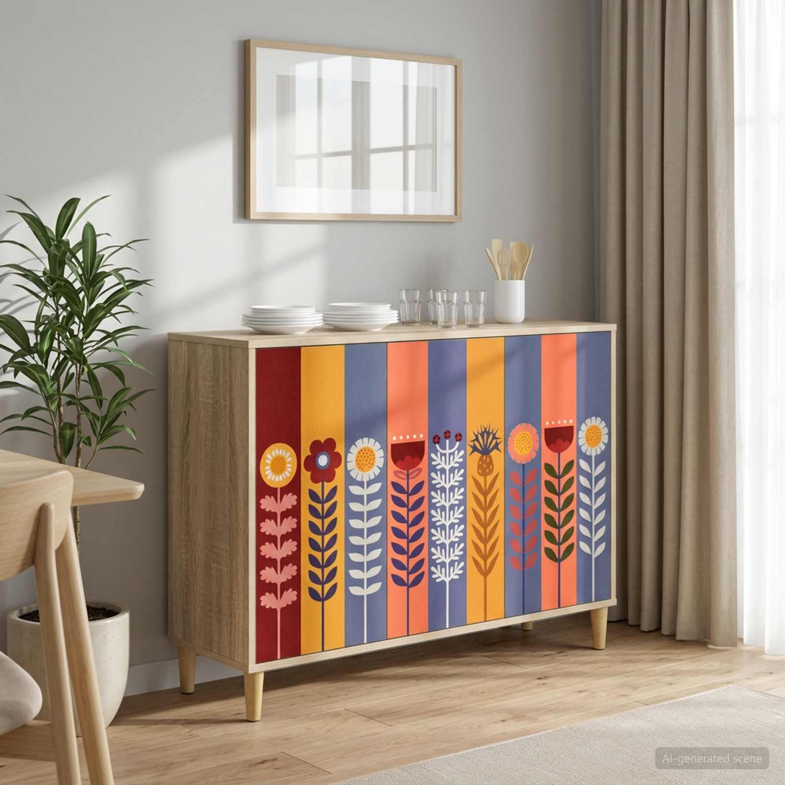 Sideboard ESSEN i Sonoma-eg 102 x 33 x 75 cm med 3 døre