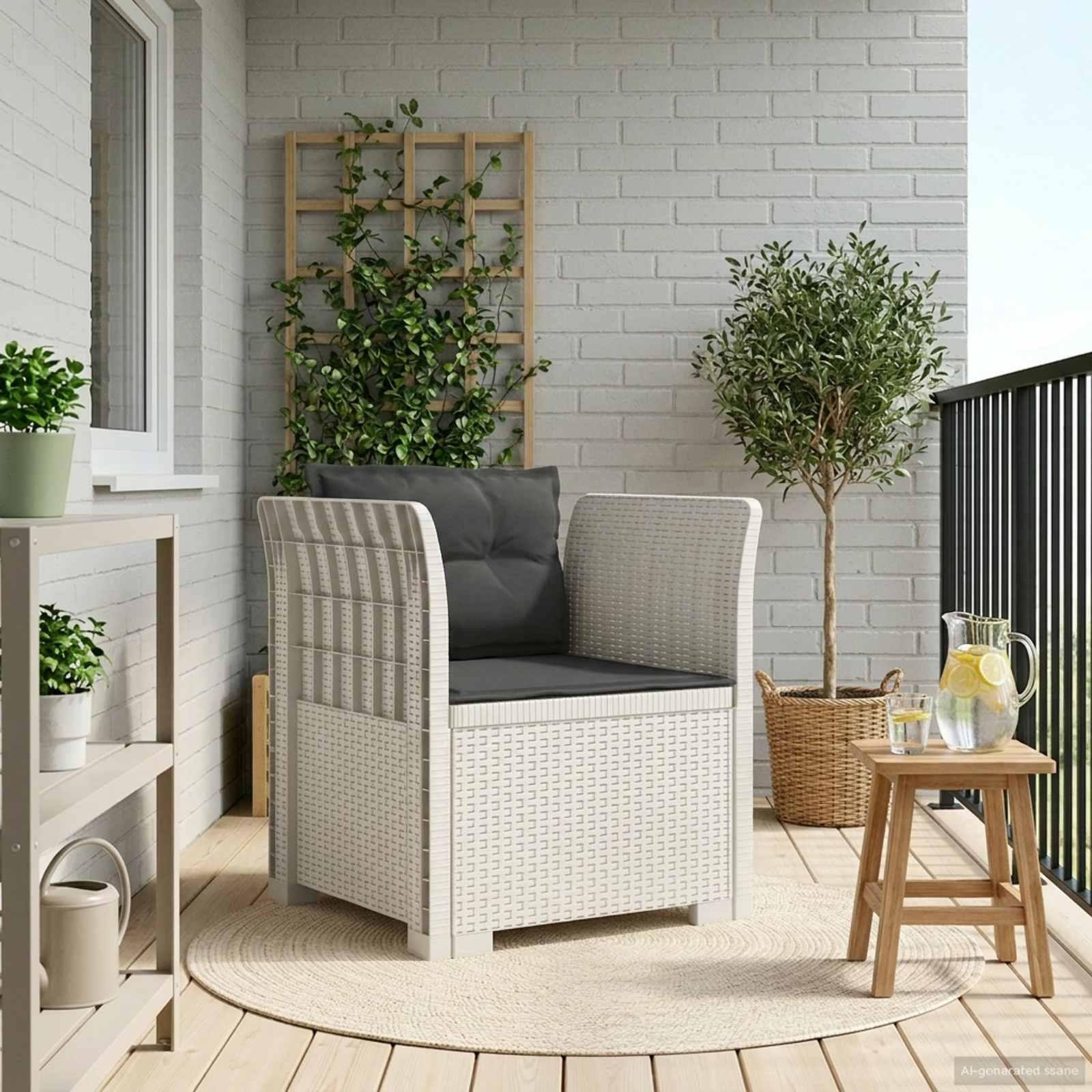 vidaXL 1-personers Lænestol med Pudefyld Rattan Look PP Hvid