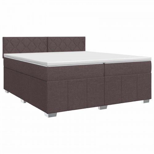 Boxmadras med topmadras 200 x 200 cm mørk brun stof