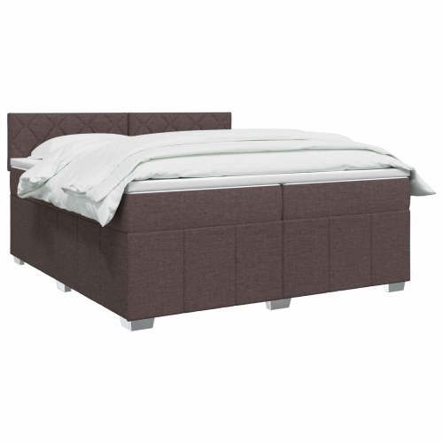 Boxmadras med topmadras 200 x 200 cm mørk brun stof