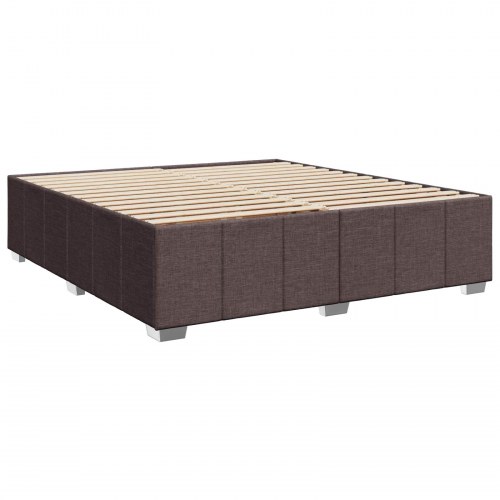 Boxmadras med topmadras 200 x 200 cm mørk brun stof