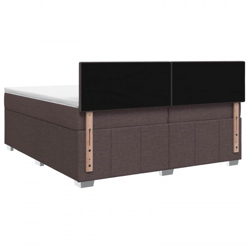 Boxmadras med topmadras 200 x 200 cm mørk brun stof