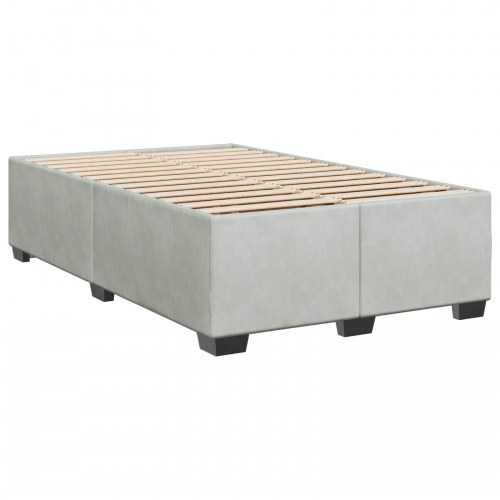 Kontinentalseng med madras og LED lysegrå 120 x 190 cm velour