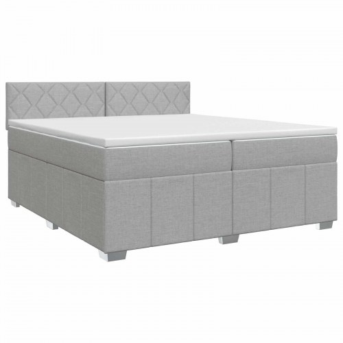 Boxmadras med topmadras 200 x 200 cm lysegrå stof