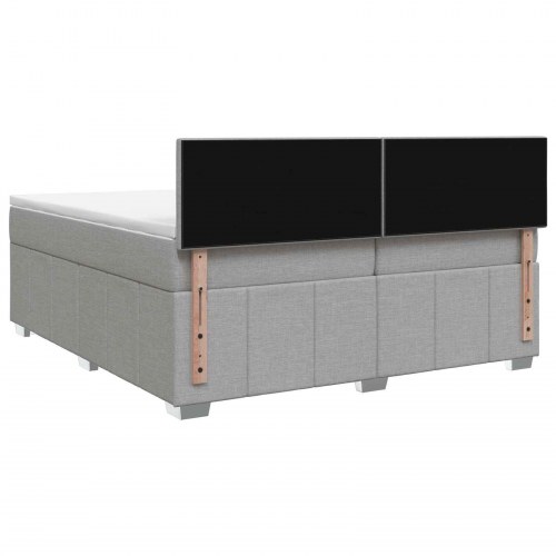 Boxmadras med topmadras 200 x 200 cm lysegrå stof