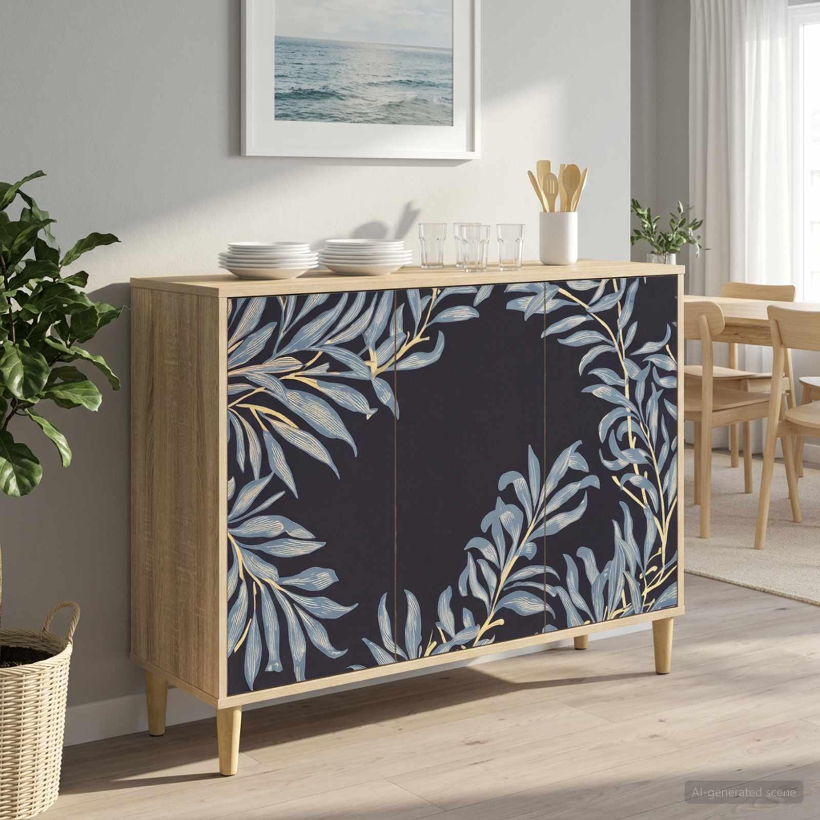 Sideboard DOKKUM i sonoma-eg 102 x 33 x 75 cm med 3 døre
