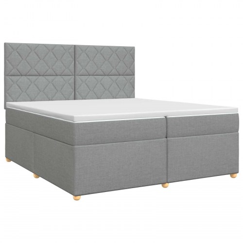 Boxmadras med topmadras 200 x 200 cm lysegrå stof