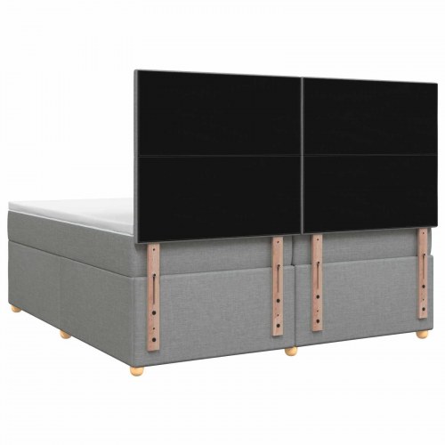 Boxmadras med topmadras 200 x 200 cm lysegrå stof