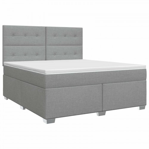 Boxspring seng med madras og topmadras 160 x 200 cm lysegrå stof