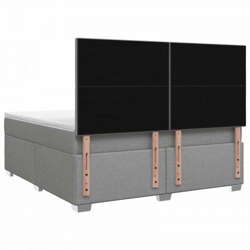 Boxspring seng med madras og topmadras 160 x 200 cm lysegrå stof