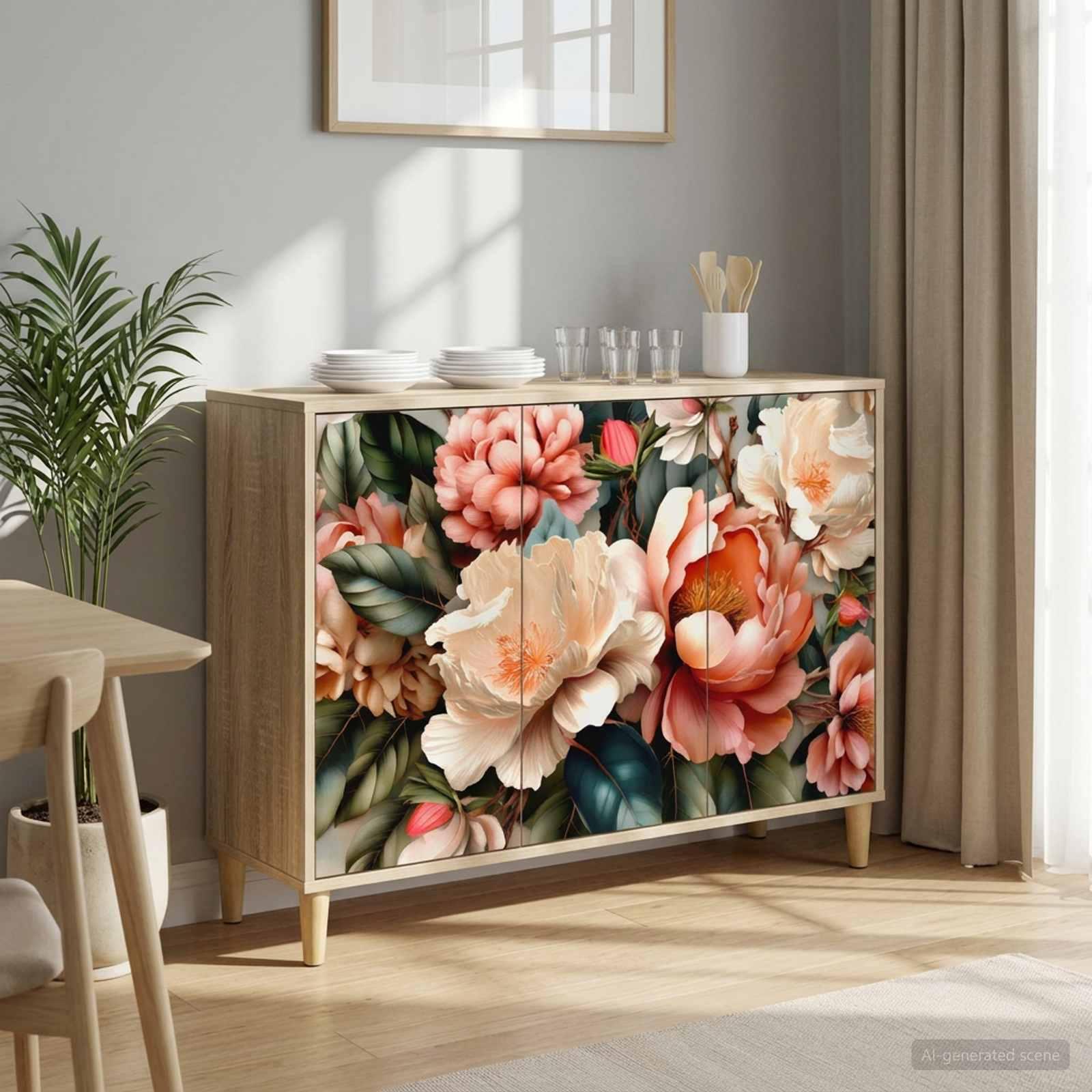 BORNE skænk i sonoma-eg 102 x 33 x 75 cm med 3 døre