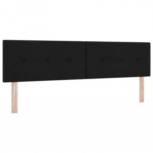 Boksmadras seng med topmadras og justerbart hovedgærde 180 x 200 cm sort stof