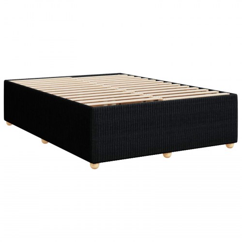 Boksmadras seng med topmadras og justerbart hovedgærde 180 x 200 cm sort stof