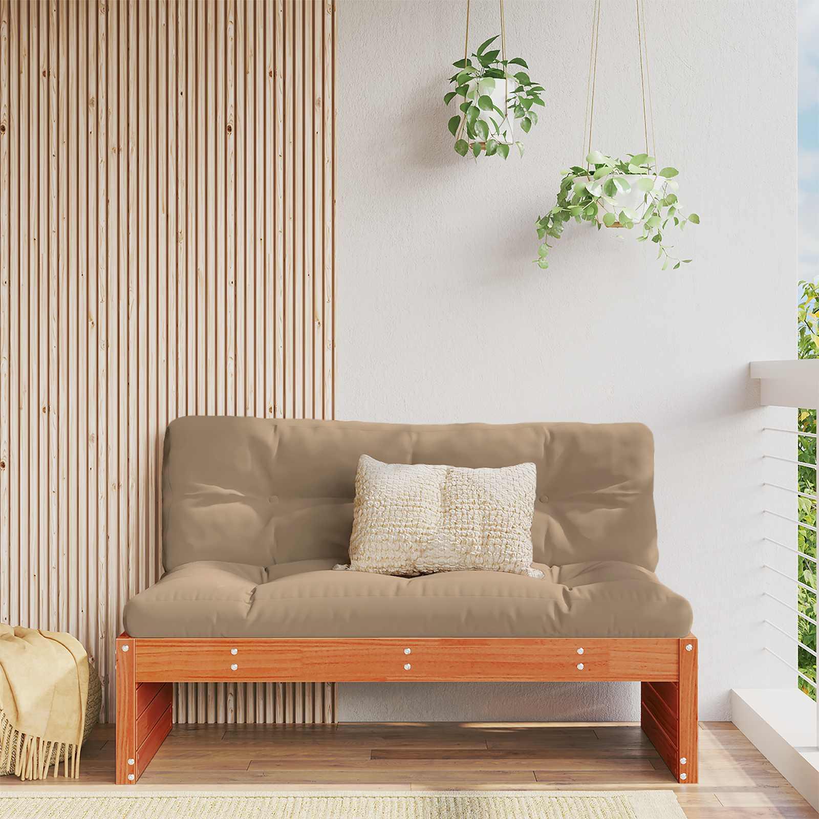 Have mellemsofa i massivt fyrretræ, voksbrun 120 x 95 x 69 cm