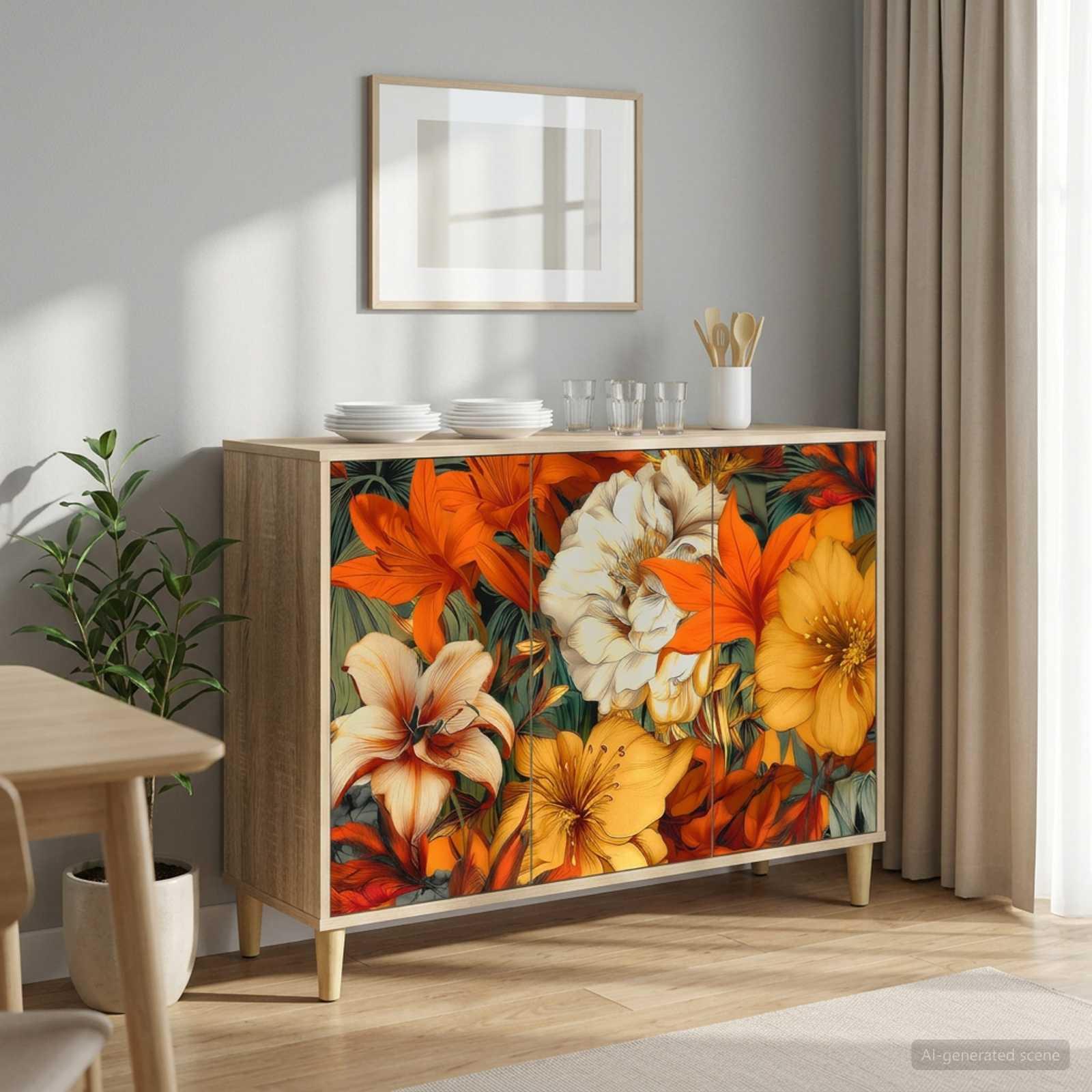 Skænk GENNEP i sonoma-eg 102 x 33 x 75 cm med 3 døre