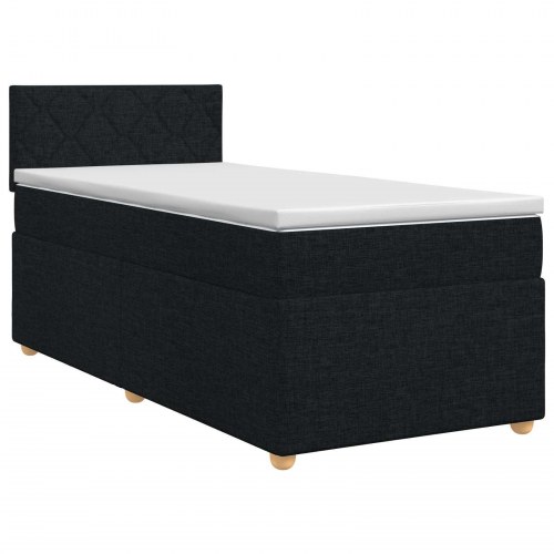 Boxspring seng med topmadras og justerbar hovedgavl 90 x 190 cm - sort