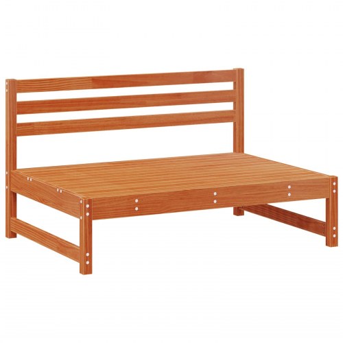 Have mellemsofa i massivt fyrretræ - voksbrun loungemodul til have og terrasse