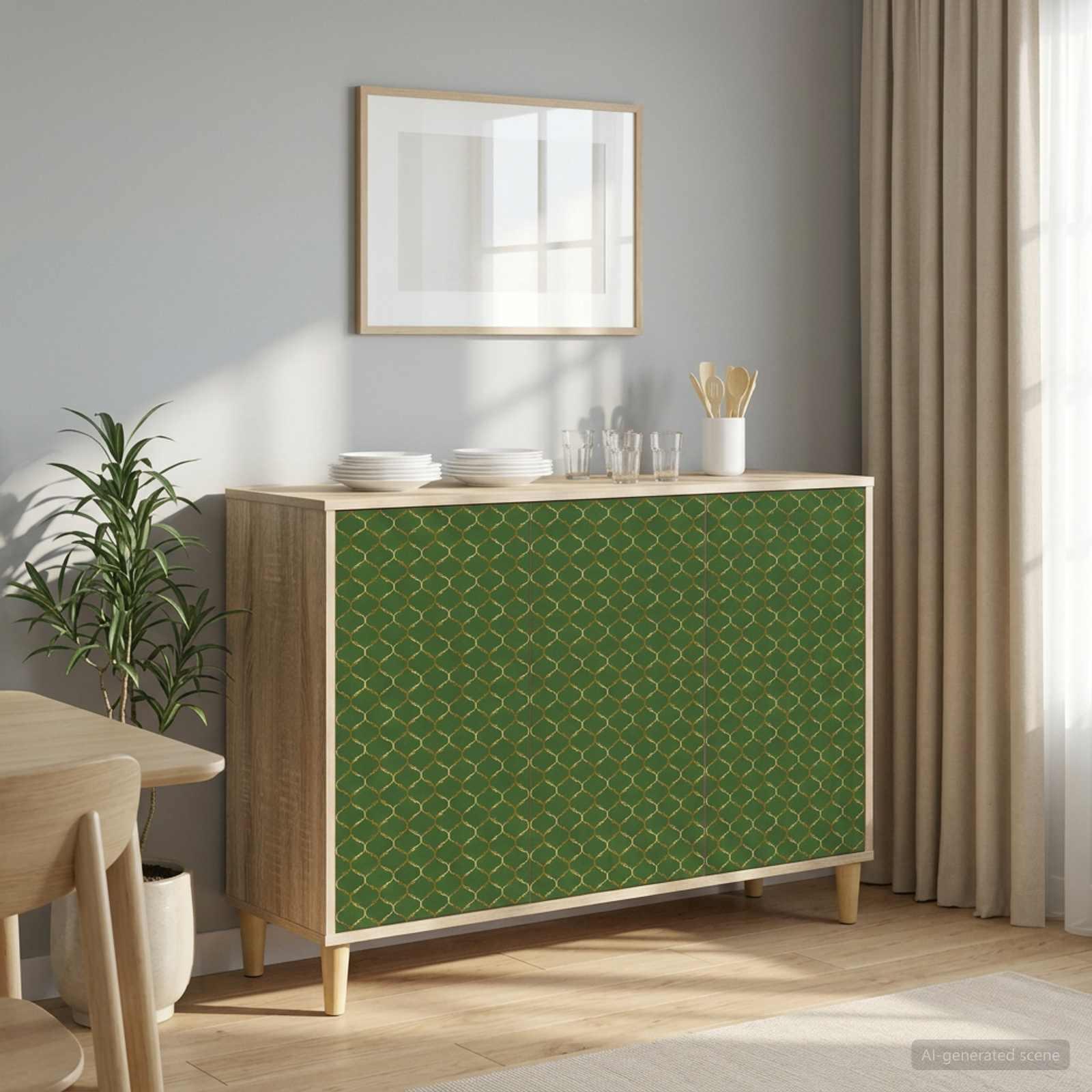 Sideboard GELEEN i sonoma-eg 102 x 33 x 75 cm med 3 døre
