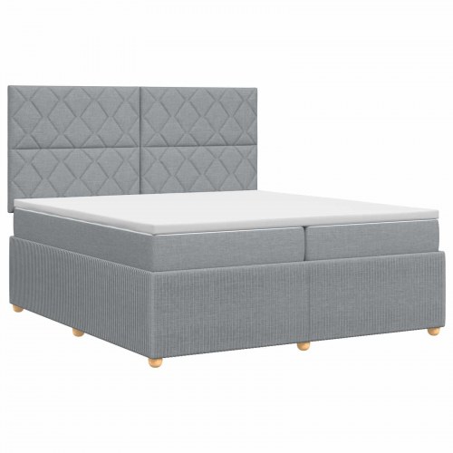 Boksmadras seng med topmadras 200 x 200 cm lysegrå stof