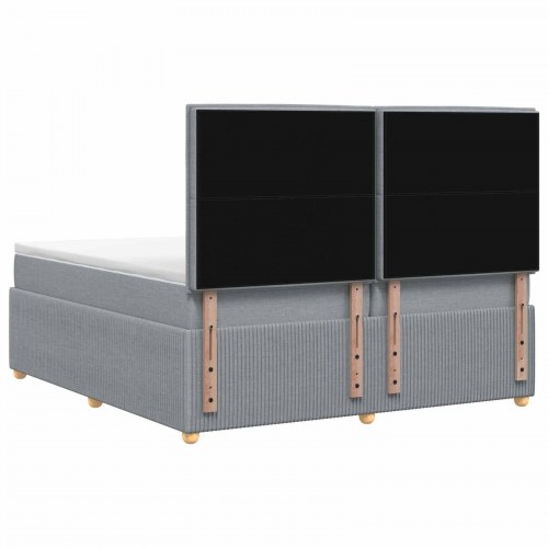 Boksmadras seng med topmadras 200 x 200 cm lysegrå stof