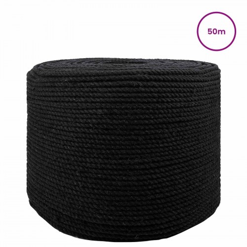 Bomuldssnor 4 mm 50 m sort i 100% bomuld