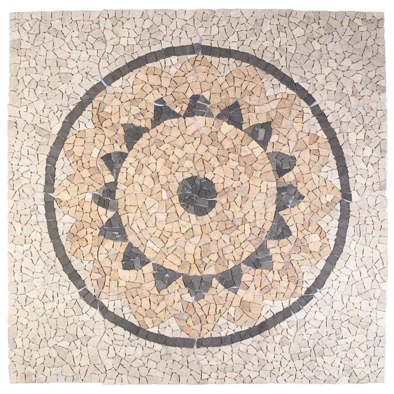Mosaik fliser solsikke mønster flerfarvet 120 x 120 cm marmor