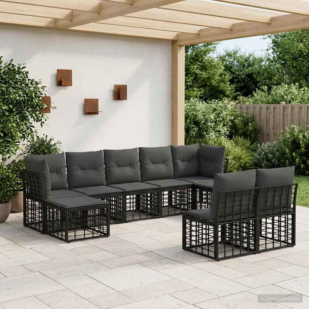 Udendørs sofagruppe til have og terrasse i sort og mørkegrå polyester