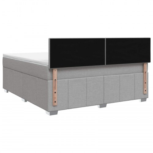 Boxmadras med topmadras 180 x 200 cm lysegrå stof