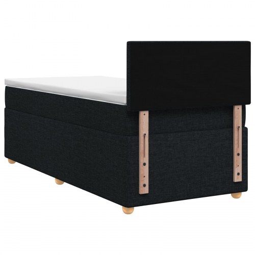 Boxmadras med topmadras og hovedgærde 90 x 190 cm sort stof