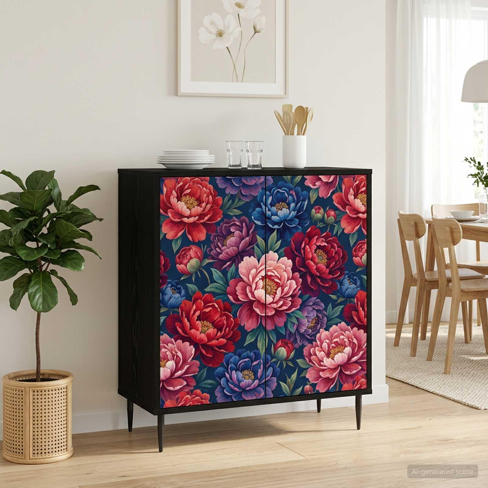 Sideboard AACHEN sort eg 69 x 33 x 76 cm i konstrueret træ