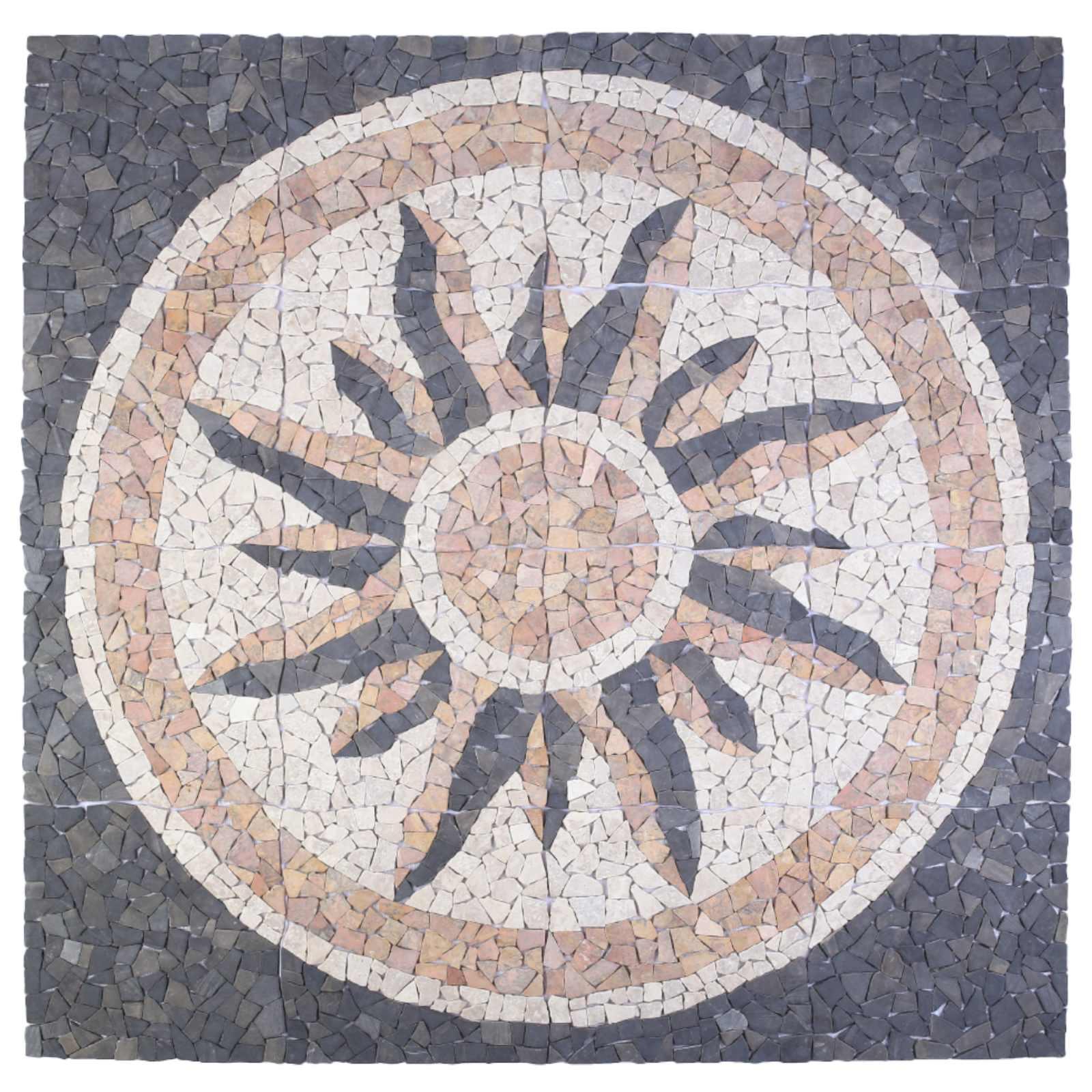 Mosaikfliser med solmønster flerfarvet 120 x 120 cm marmor