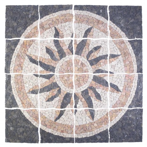 Mosaikfliser med solmønster flerfarvet 120 x 120 cm marmor