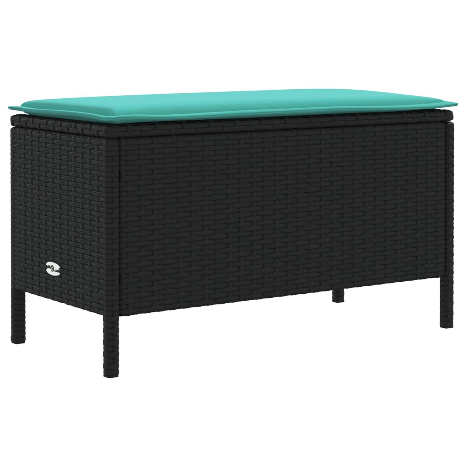 Havepuf med pude i sort og turkis 80 x 38 x 42 cm - PE-rattan
