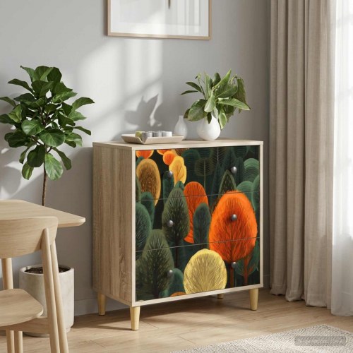 Skuffeskab ZAANDAM med skovtryk 66 x 36,5 x 75 cm i sonoma-eg