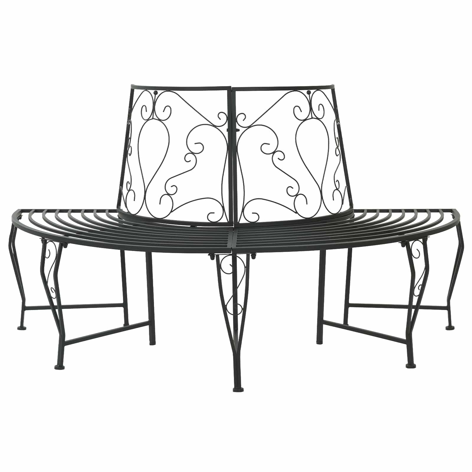 Havebænk rundt om træ 160 x 80 x 89 cm i stål - sort halvrund