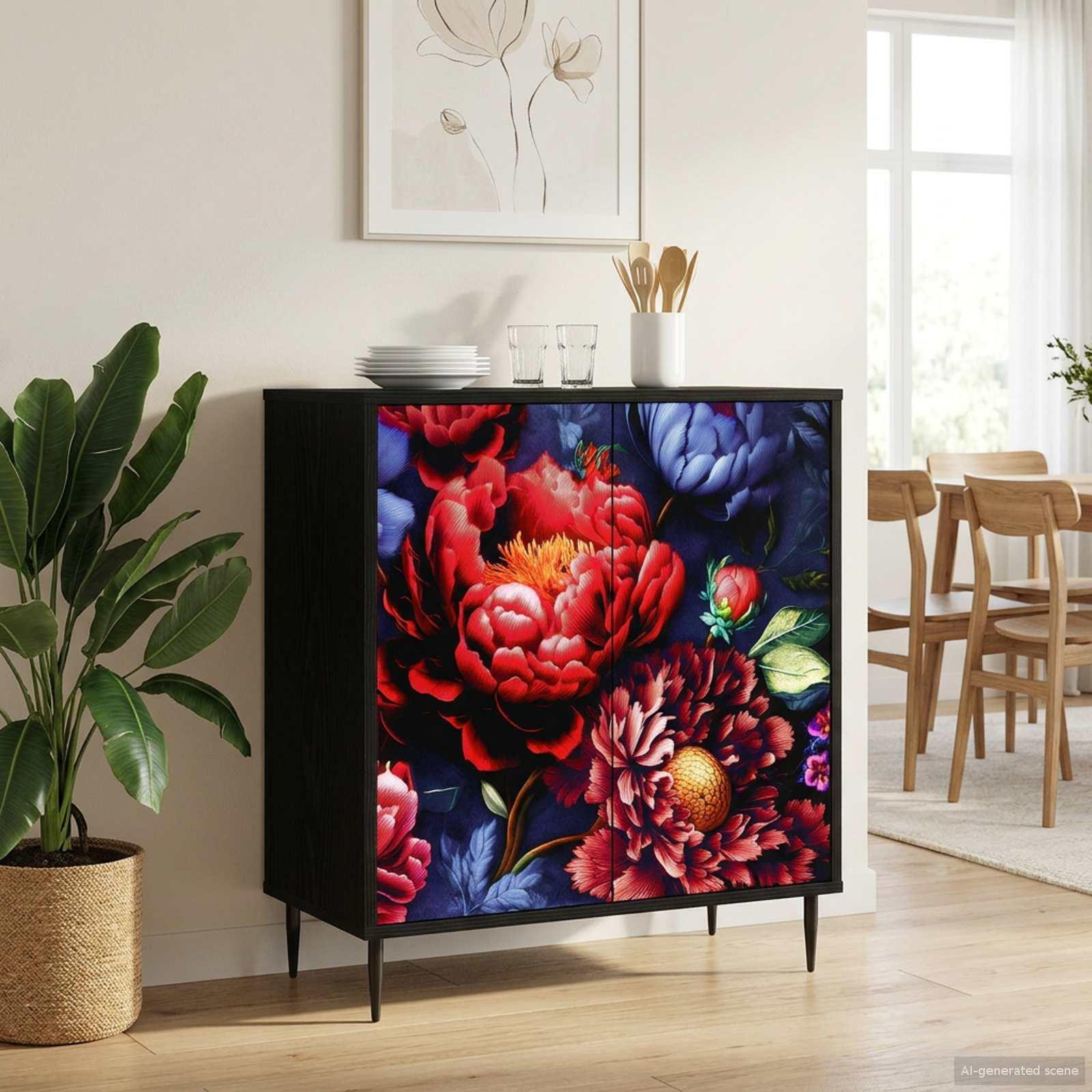 Sideboard KIEL i sort eg 69 x 33 x 76 cm med 2 låger