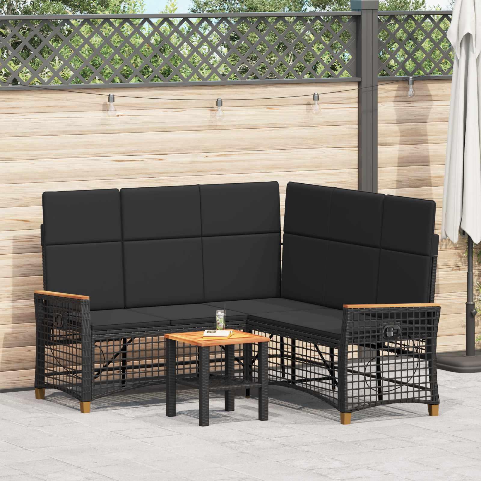 Havemøbel-set med reclining sofa til 5 personer - sort