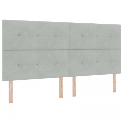 Ottoman seng med madras og LED 200 x 200 cm - lysegrå velour