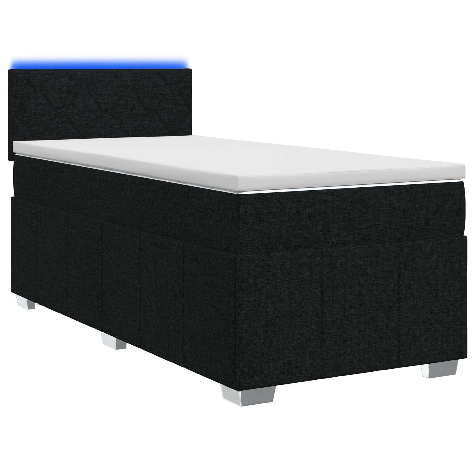 Boxmadras seng med topmadras og hovedgærde 80 x 200 cm - sort stof