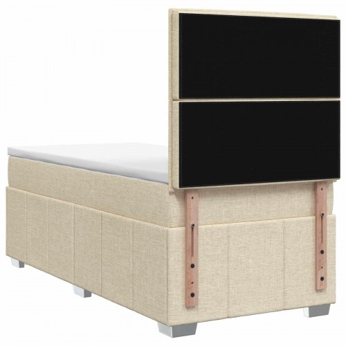 LED boksmadrasseng med madras 90 x 200 cm - cremefarvet stof