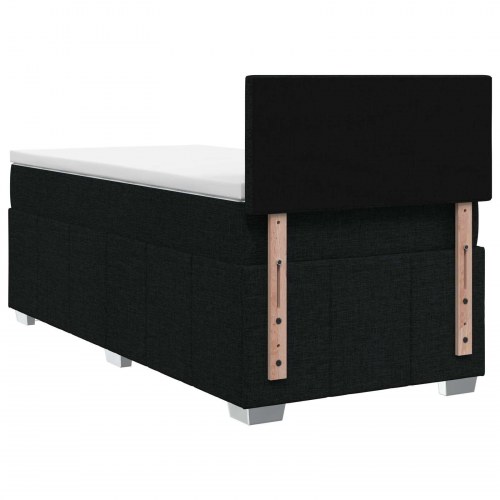 Boxmadras seng med topmadras og hovedgærde 80 x 200 cm sort stof