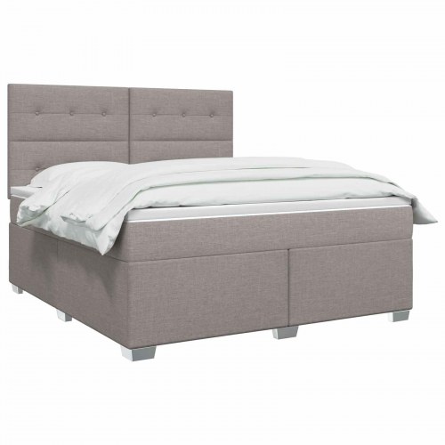 Kontinentalseng med madras og topmadras 140 x 190 cm - gråbrun stof